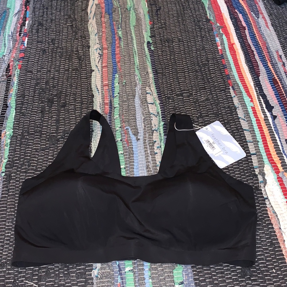 Black feather bra